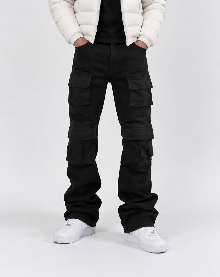 Jeans Black Cargo Flare