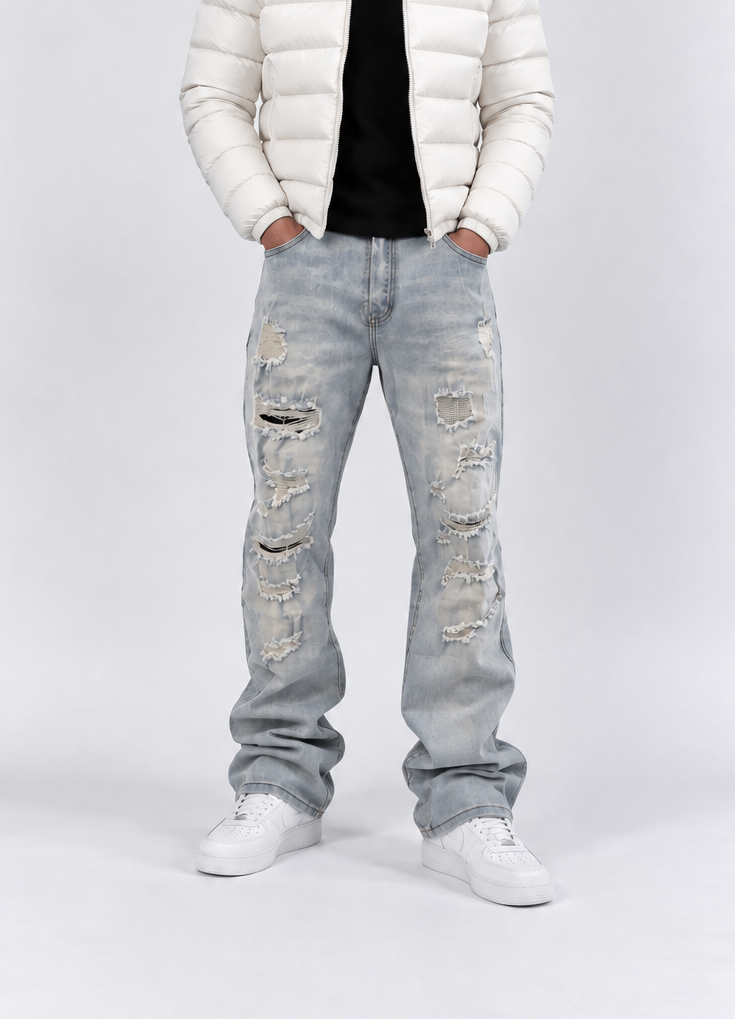 Blue Ripped Flare