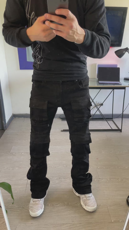 Jeans Black Cargo Flare